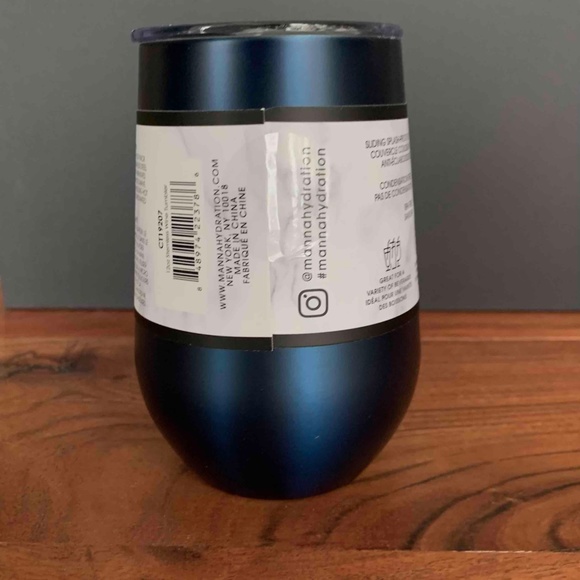 Manna Stainless Steel Wine Tumbler - Metallic Blue - 12 oz -NWT - Picture 2 of 8